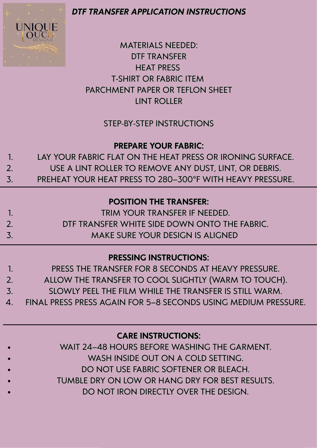 DTF Transfers By Size